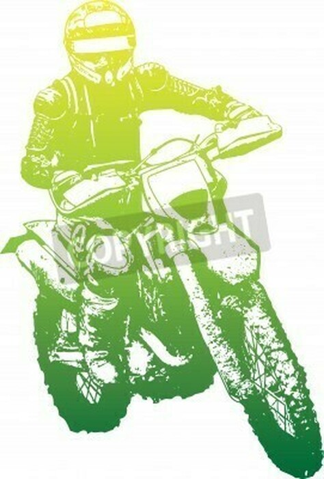 Fototapete Grafik mit farbenfrohem Geländemotorrad