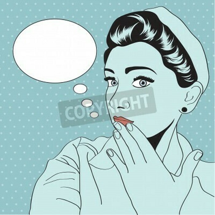 Fototapete Frau auf blauem Hintergrund