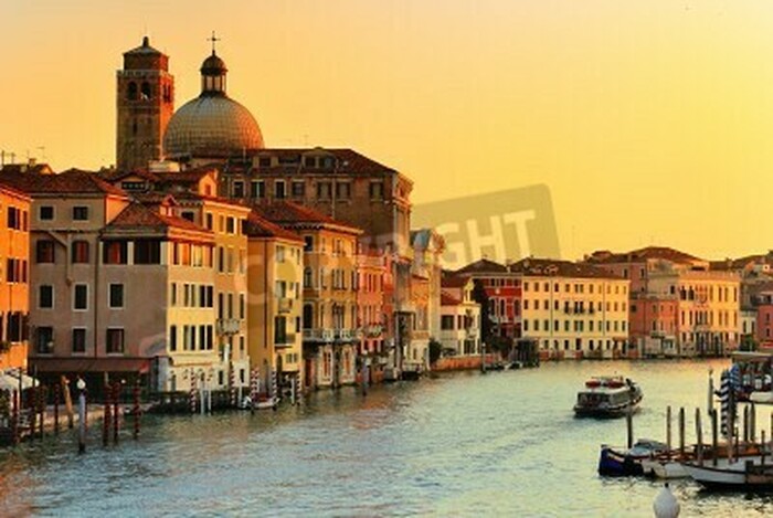 Bild Venedig und orangefarbener Sonnenuntergang