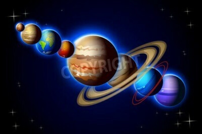 Fototapete Scheinendes Sonnensystem