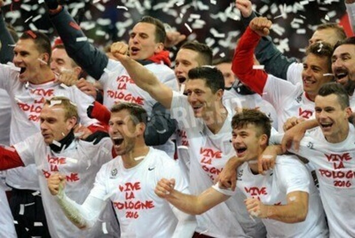 Poster Sportler feiern den Sieg