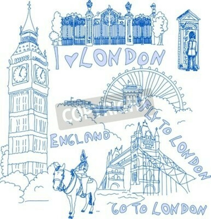 Poster London und handgemalte Symbole
