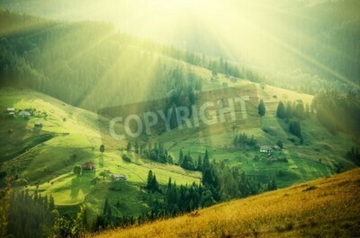 Fototapete Sonnenaufgang im Retro-Stil