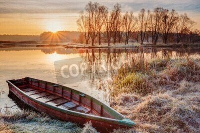 Fototapete Wintersonnenaufgang am See