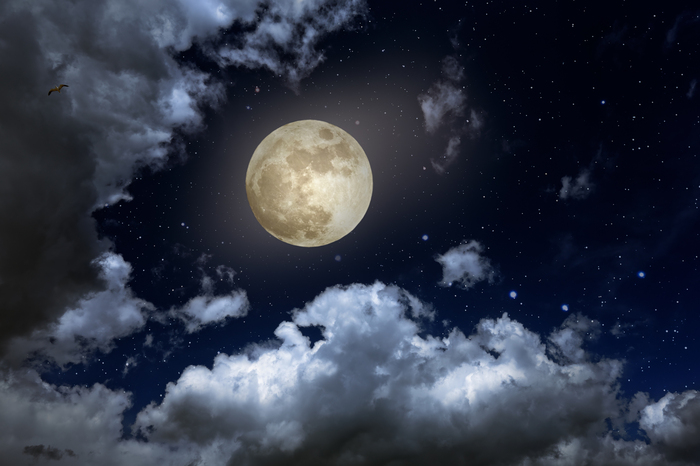 Fototapete Himmel bei Nacht mit Mond