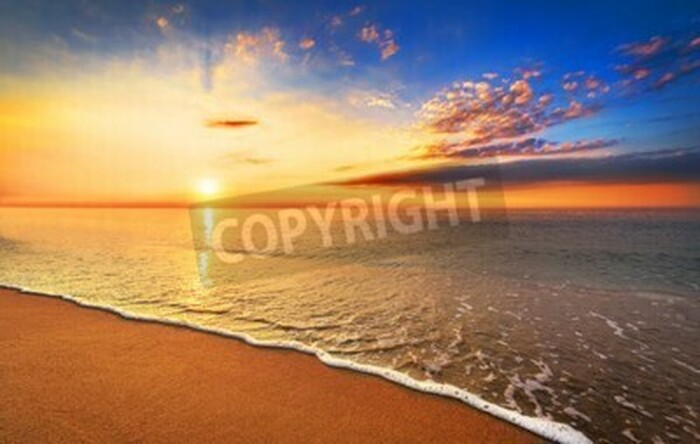 Fototapete Meereswellen und Sonnenaufgang