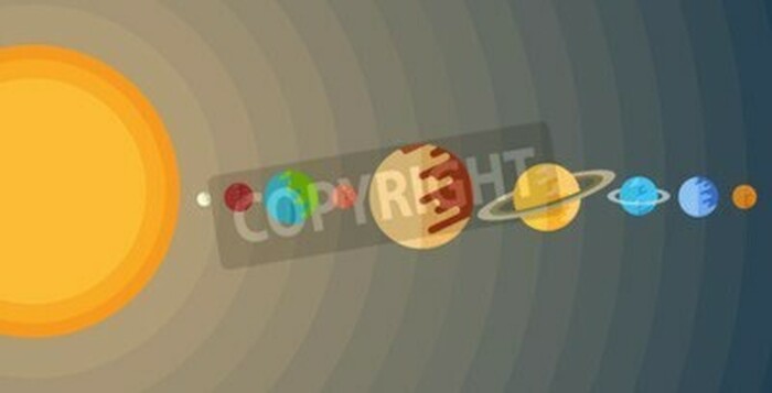 Fototapete Flache Illustration mit Sonnensystem