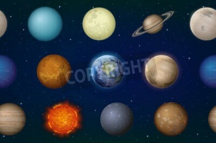 Fototapete Sonne und neun Planeten