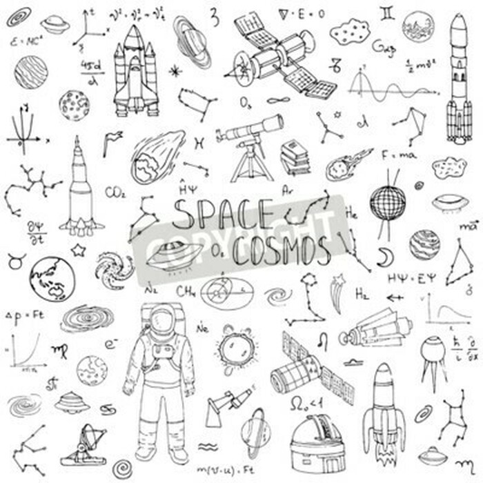 Fototapete Kosmische Illustration zum Ausmalen