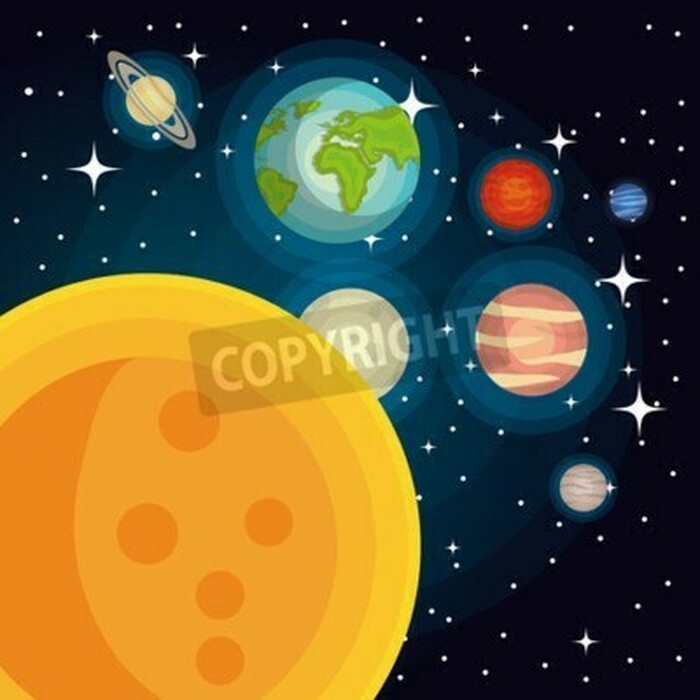 Fototapete Gezeichnetes Sonnensystem