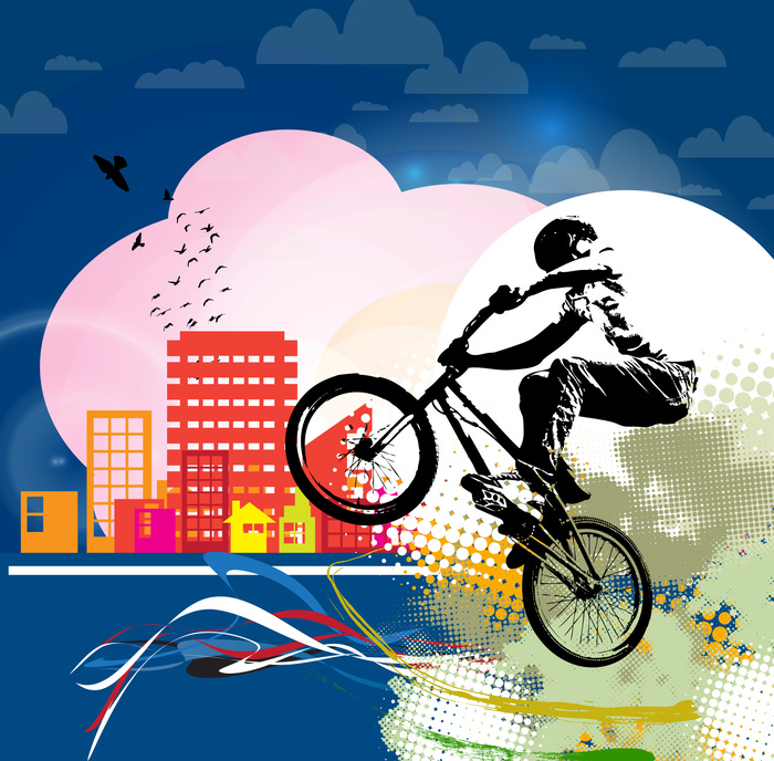 Fototapete BMX auf einem abstrakten Hintergrund