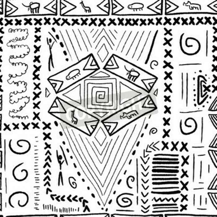 Fototapete Schwarz-weißes Muster afrikanisch