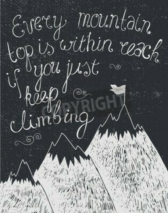 Bild Handgeschriebene Typografie mit Bergen