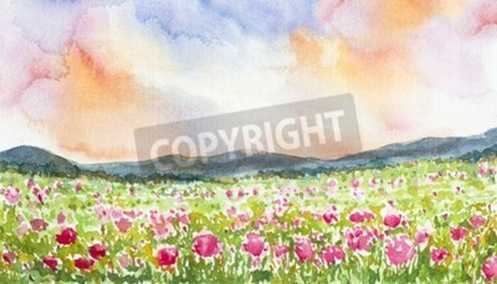 Bild Feld Frühlingsaquarell