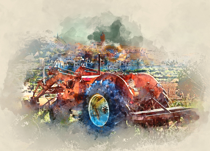 Fototapete Abstraktes landwirtschaftliches Fahrzeug