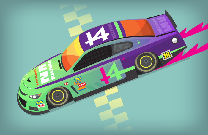 Fototapete Rennwagen an der Startlinie