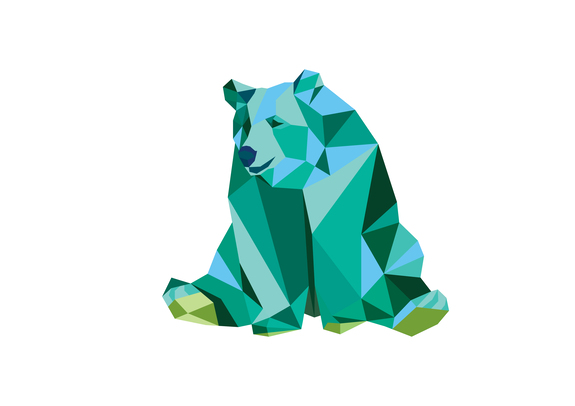 Graphiques d'ours assis avec des solides géométriques