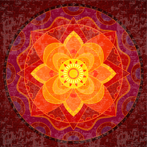 Mandala rouge et jaune