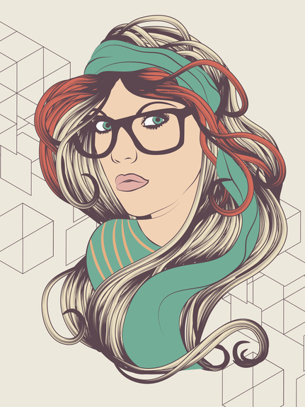 Sexy hipster girl avec des lunettes de mode illustration de mode