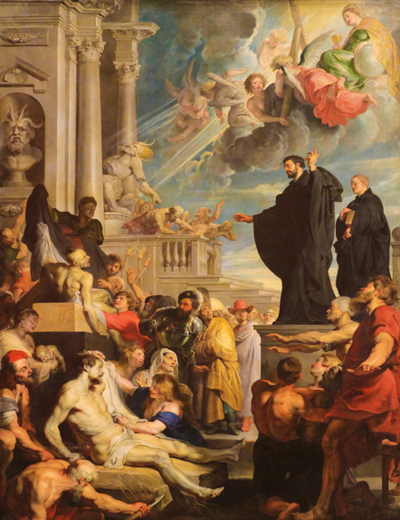 Peinture représentant les miracles de saint françois xavier