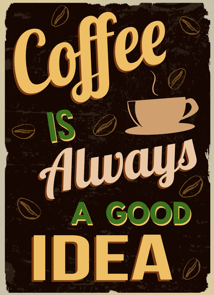 Graphiques colorés avec un slogan sur le café