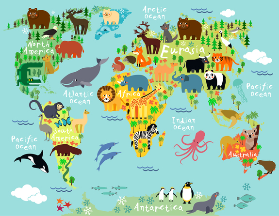 Carte du monde des animaux