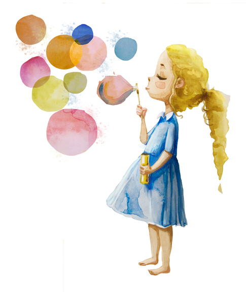 Fille faisant des bulles