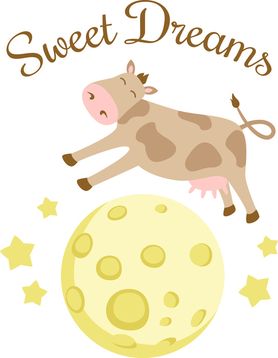 L'inscription au-dessus de la vache sautant par-dessus la lune