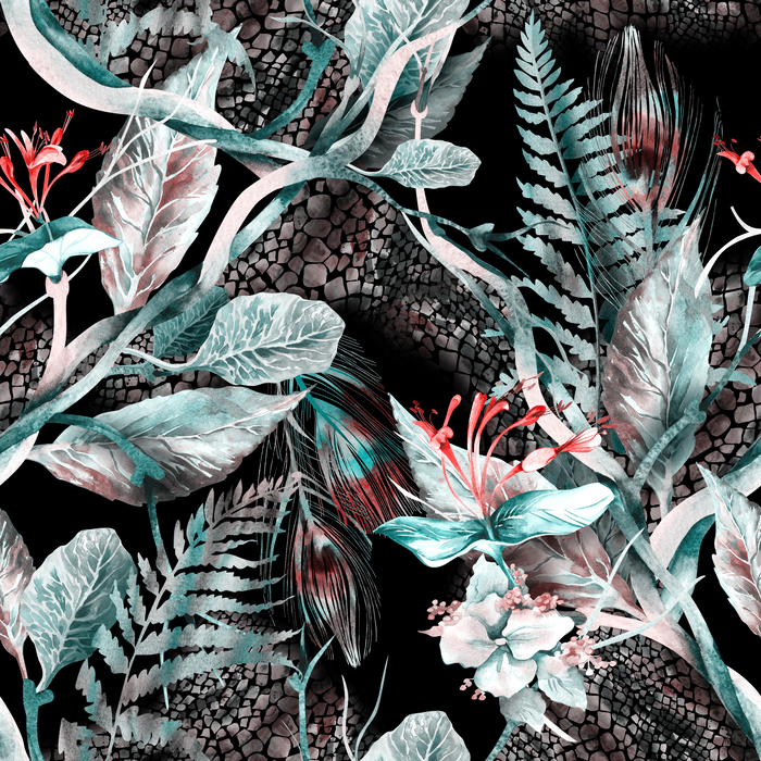 Motif végétal sur fond noir