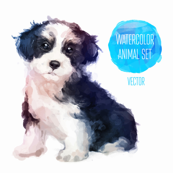Dog hand painted watercolor illustration isolated on white background
