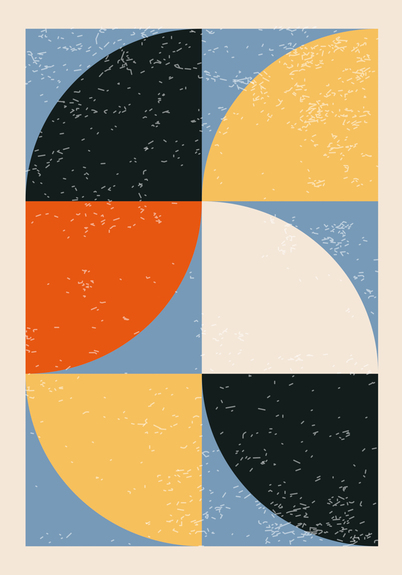Figures semi-circulaires en quatre couleurs