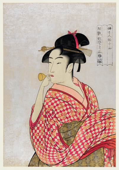 Femme japonaise avec une pipe en verre