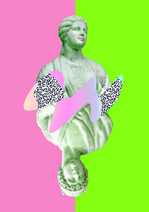 Sculpture de la renaissance avec une bande abstraite