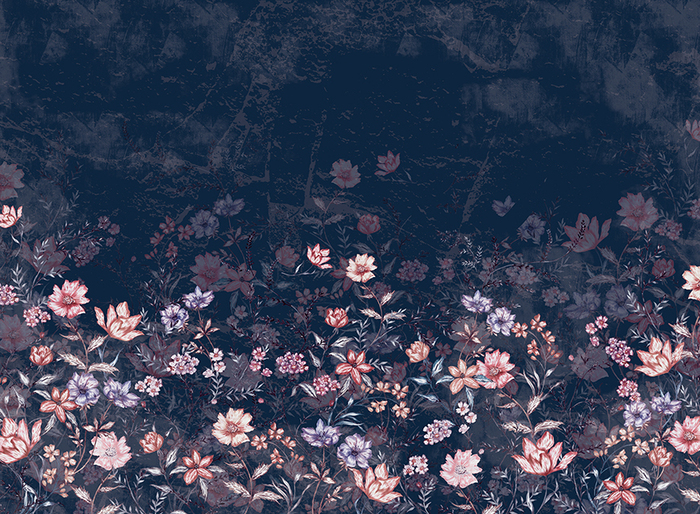 Fleurs sur fond de ciel nocturne