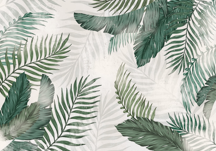 Feuilles exotiques sur texture béton