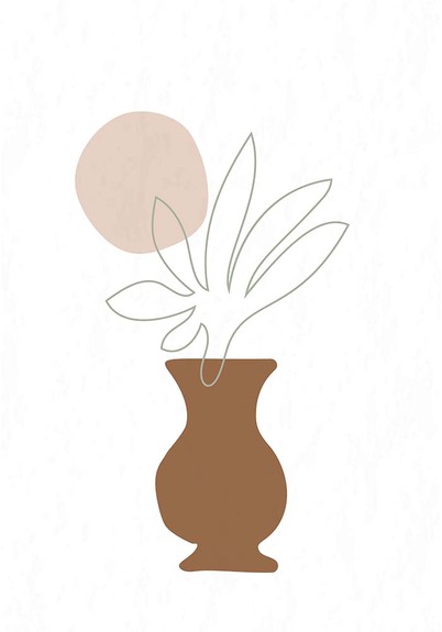 Feuille dans un vase brun