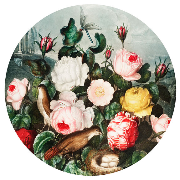 Illustration circulaire vintage avec des fleurs