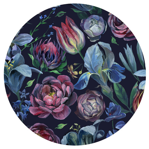 Motif rond avec des plantes en fleurs