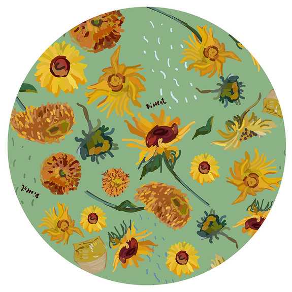 Motif circulaire des tournesols de van gogh