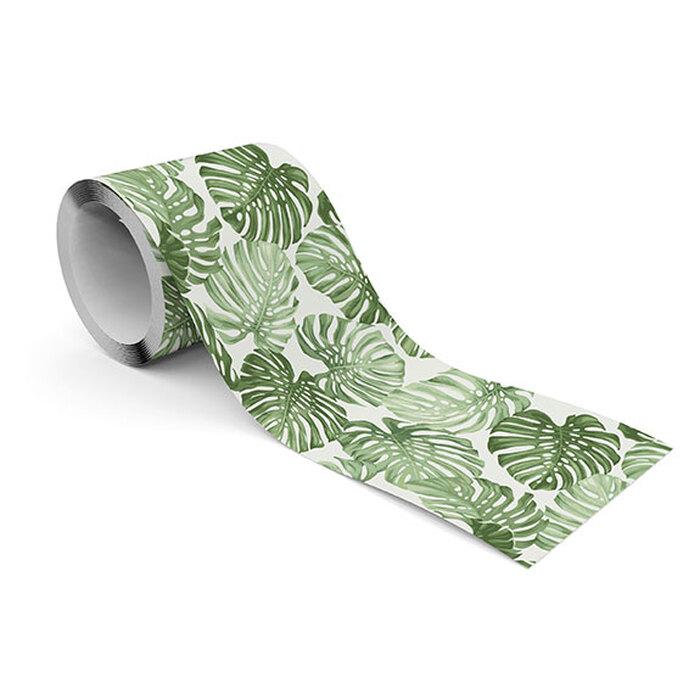 Frise murale feuilles de monstera vertes version aquarelle