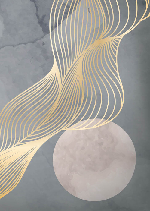 Formes abstraites et lignes dorées