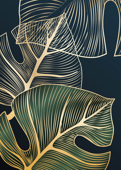 Feuilles de monstera dorées