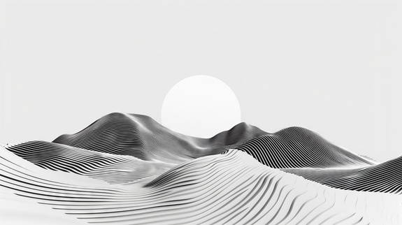 Paysage en noir et blanc effet 3d