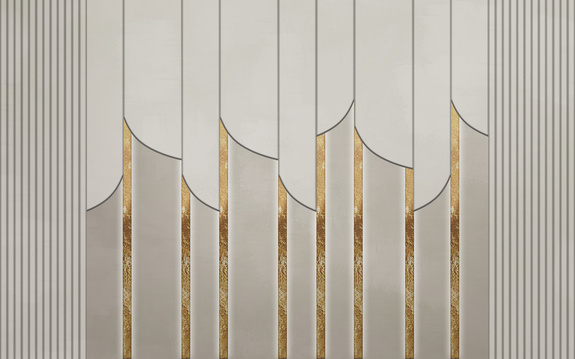 Motif géométrique 3d avec des éléments dorés