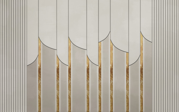 Motif géométrique 3d avec des éléments dorés