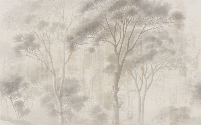 Paysage avec des arbres dans des tons beiges