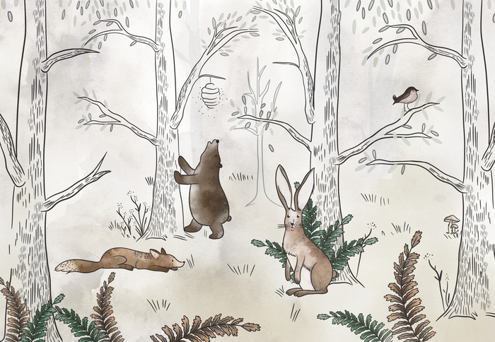 Animaux de la forêt paysage forêt aquarelle