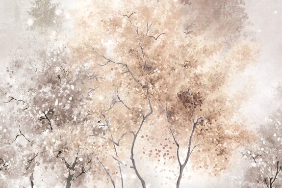 Arbres à l&#39;aquarelle sur fond beige