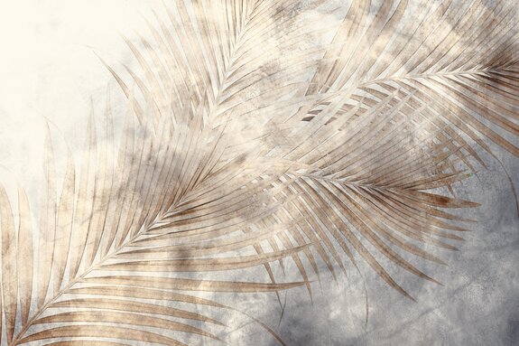 Grandes feuilles de palmier sur un fond texturé