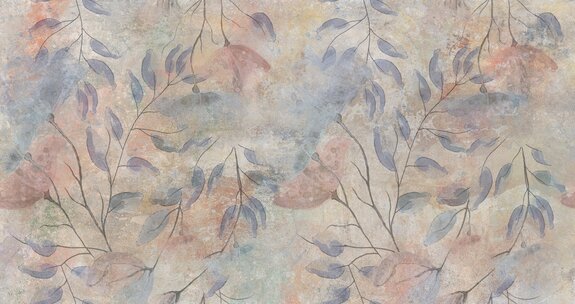 Fleurs et feuilles à l&#39;aquarelle sur fond de béton